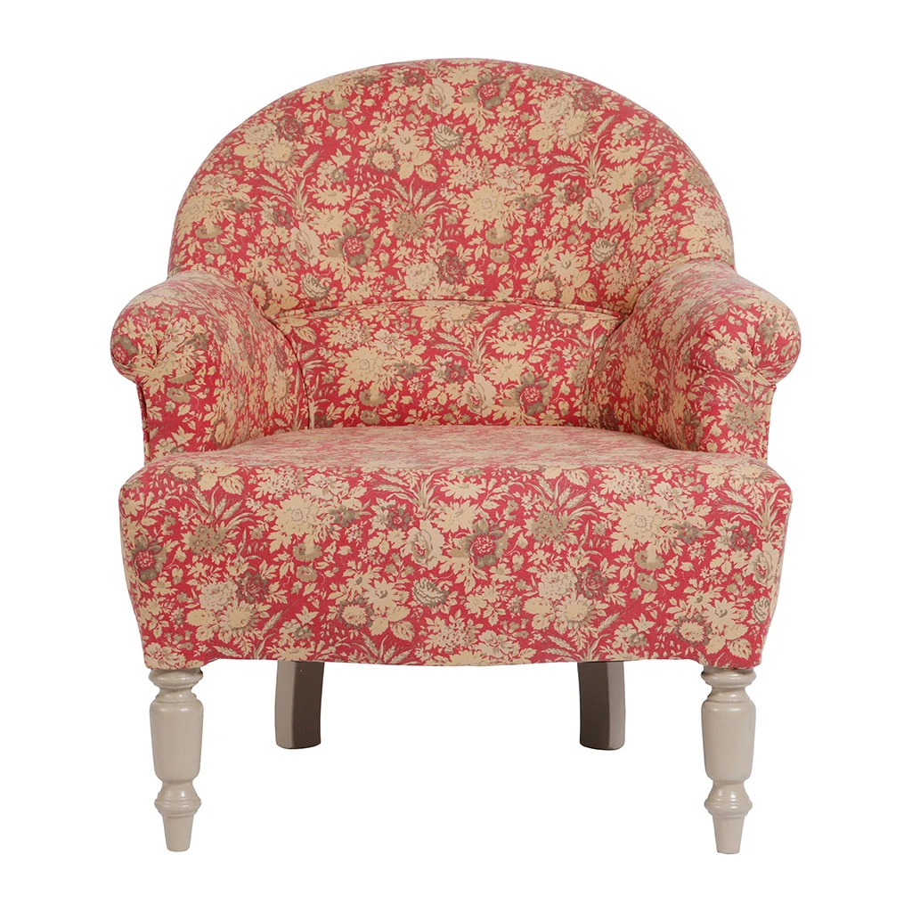 Comptoir De Famille Fauteuil Crapaud Floral En Coton Rouge Et Pin - Margot 3 Comptoir De Famille Fauteuil Crapaud Floral En Coton Rouge Et Pin - Margot