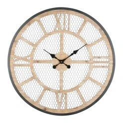 Comptoir De Famille Horloge Murale Naturel Et Fer Noir D72cm - Atelier