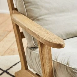 Côté Table Fauteuil En Coton Gris Et Chêne - Laureli -Sema Design Boutique 24188 32402 situ02 web