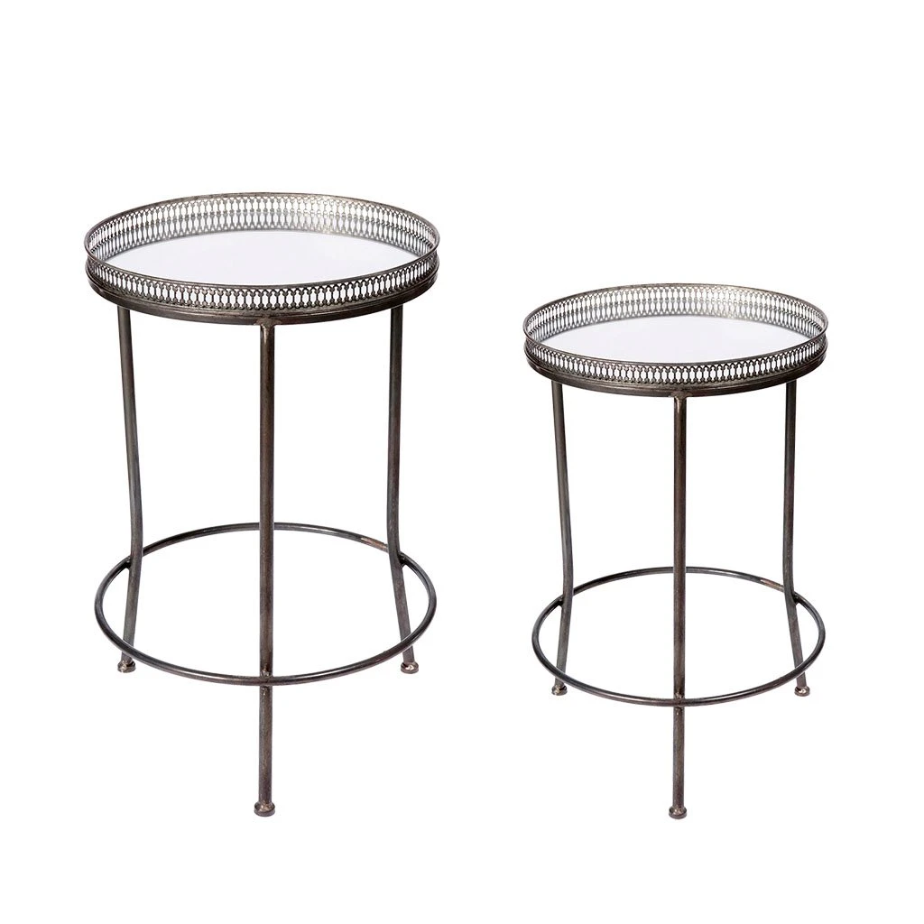 Côté Table Table Basse Gigogne (lot De 2) En Métal Bronze Et Miroir 3 Côté Table Table Basse Gigogne (lot De 2) En Métal Bronze Et Miroir