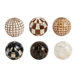 Côté Table 6 Boules Déco Ostia Marron En Résine Et Os