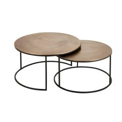 Côté Table Table Basse Gigogne Ronde (lot De 2) En Fer Doré - Félia