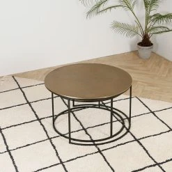 Côté Table Table Basse Gigogne Ronde (lot De 2) En Fer Doré - Félia -Sema Design Boutique 36476 SITU03 WEB