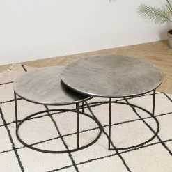 Côté Table Table Basse Gigogne Ronde (lot De 2) En Fer Argenté - Félia -Sema Design Boutique 36477 SITU07 WEB