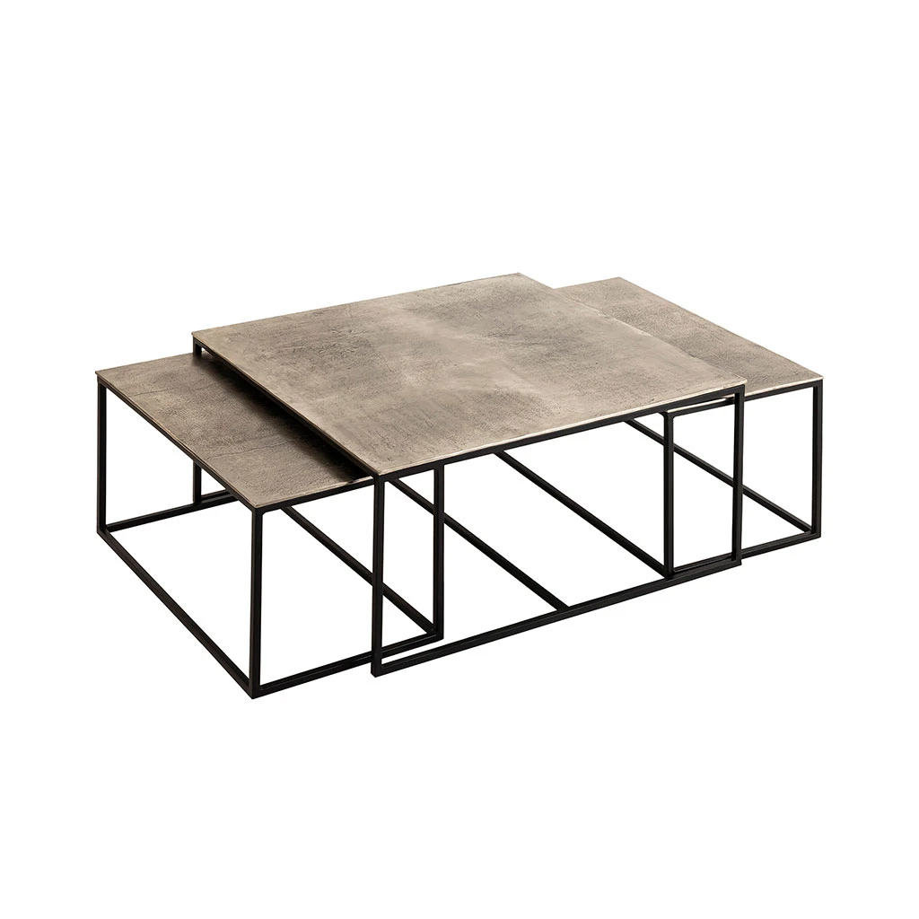 Côté Table Table Basse Gigogne (lot De 3) En Fer Argenté - Félia 2 Côté Table Table Basse Gigogne (lot De 3) En Fer Argenté - Félia