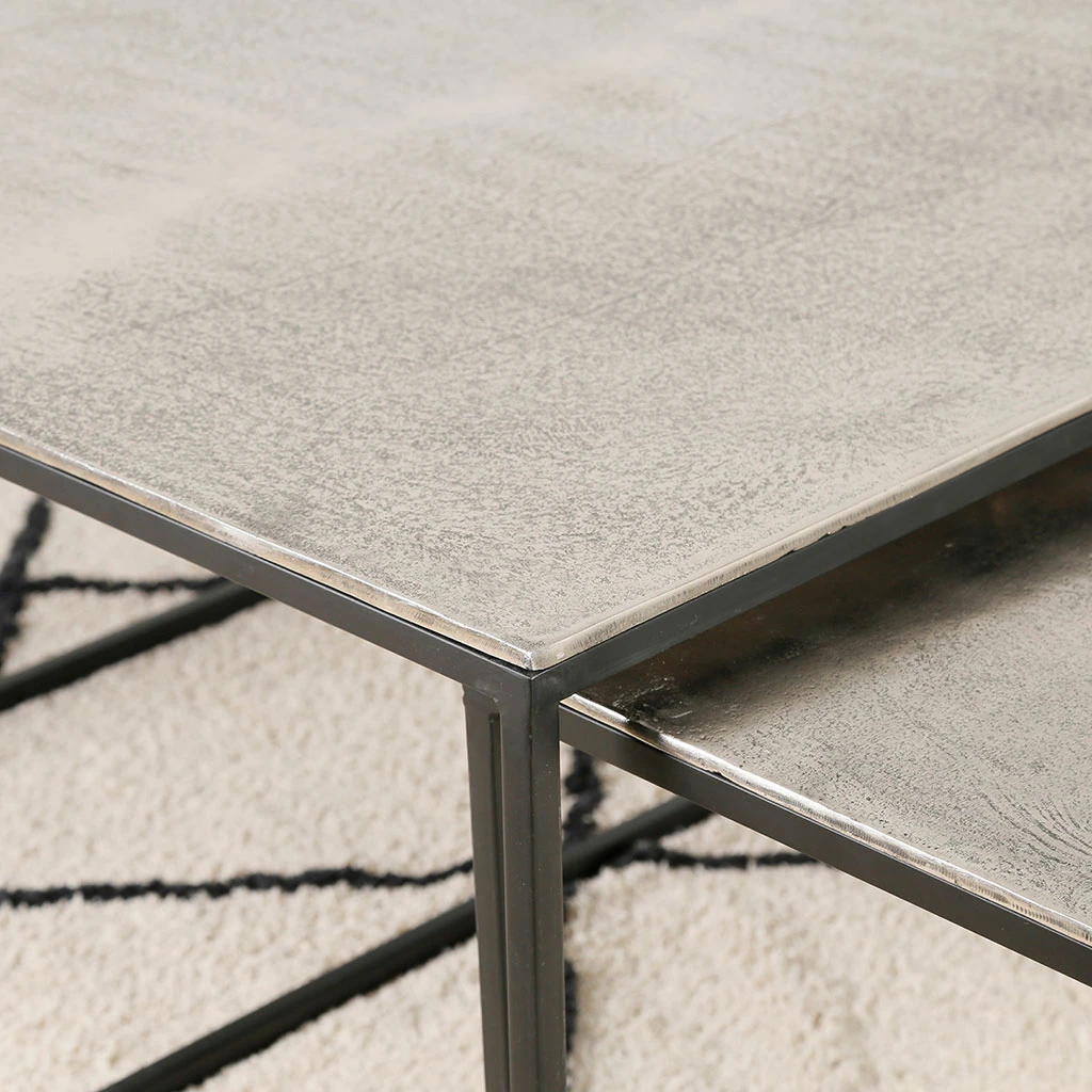 Côté Table Table Basse Gigogne (lot De 3) En Fer Argenté - Félia 7 Côté Table Table Basse Gigogne (lot De 3) En Fer Argenté - Félia – Image 6