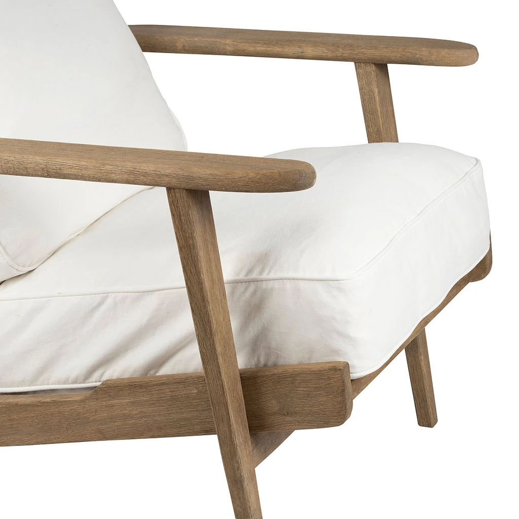 Côté Table Fauteuil En Coton Blanc Et Chêne - Laureli 6 Côté Table Fauteuil En Coton Blanc Et Chêne - Laureli – Image 4