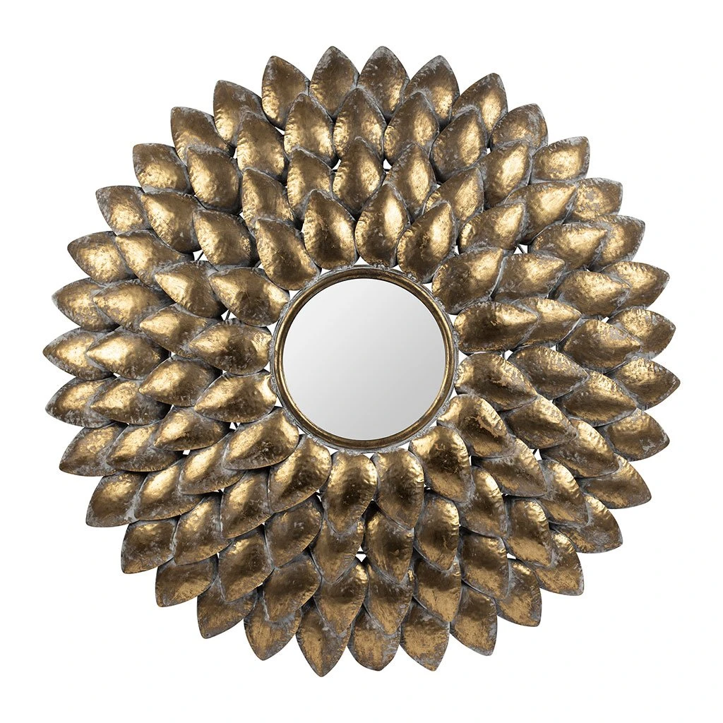 Côté Table Miroir Dahlia Dore D89cm 3 Côté Table Miroir Dahlia Dore D89cm