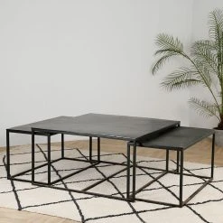 Côté Table Table Basse Gigogne Carrée (lot De 3) En Fer Noir - Felia 11 Côté Table Table Basse Gigogne Carrée (lot De 3) En Fer Noir - Felia -Sema Design Boutique 37337 SITU02 WEB