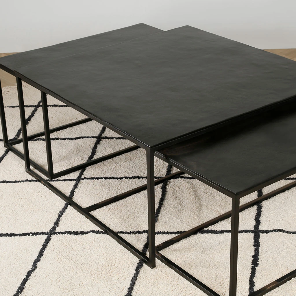 Côté Table Table Basse Gigogne Carrée (lot De 3) En Fer Noir - Felia 7 Côté Table Table Basse Gigogne Carrée (lot De 3) En Fer Noir - Felia – Image 5