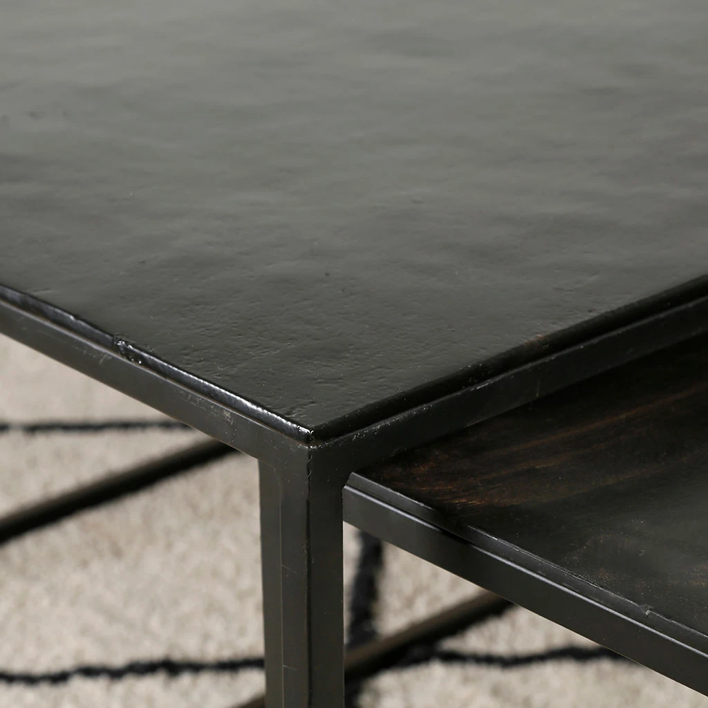 Côté Table Table Basse Gigogne Carrée (lot De 3) En Fer Noir - Felia 8 Côté Table Table Basse Gigogne Carrée (lot De 3) En Fer Noir - Felia – Image 6