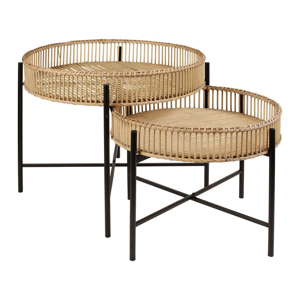SEMA DESIGN Table Basse (lot De 2) En Bambou Naturel Et Métal 4 SEMA DESIGN Table Basse (lot De 2) En Bambou Naturel Et Métal – Image 2