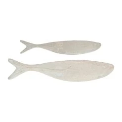 Côté Table Deco Poisson (lot De 2) Edoni Blanc En Papier Mache