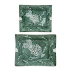 Côté Table Cendriers En Porcelaine Fleurs Vert - Qing