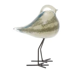 Côté Table Déco Moineau Serin Ivoire Et Bleu En Verre