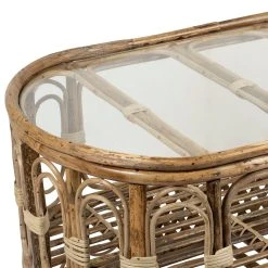 Jardin D'Ulysse Table Basse En Rotin Naturel Et Verre L91cm - Jardin D'hiver -Sema Design Boutique 466564 DET02 WEB