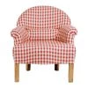 Comptoir De Famille Fauteuil Crapaud En Coton Vichy Rouge Et Pin - Margot