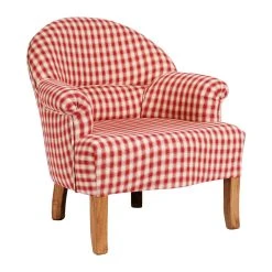 Comptoir De Famille Fauteuil Crapaud En Coton Vichy Rouge Et Pin - Margot -Sema Design Boutique 4952 DET01 WEB