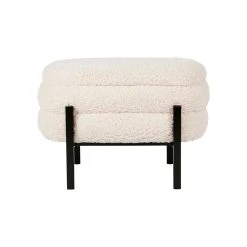 SEMA DESIGN Tabouret Coffre En Tissu Bouclette Crème Et Fer Noir - Cosine
