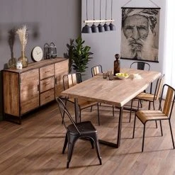 Côté Table Table à Manger En Acacia Massif Et Pieds En Fer Noir 200x100cm - Factory -Sema Design Boutique 53f8a ambi 6 b