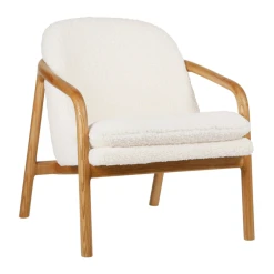 SEMA DESIGN Fauteuil En Tissu Bouclette Crème Et Pieds En Frêne - Element