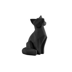 Pt' Statue Origami Fox Polyrésine Small Mat Noir