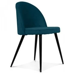 Opjet Chaise Salle à Manger En Velours Bleu Canard - Ingrid