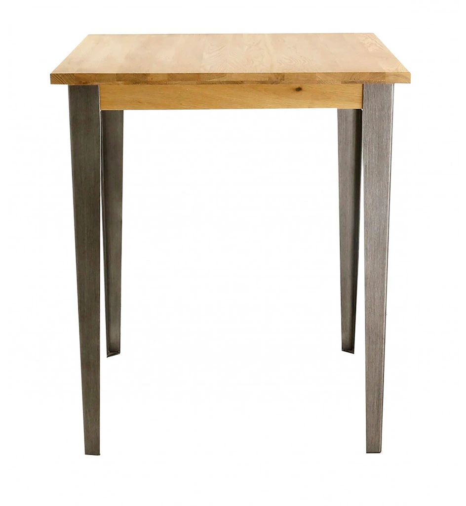 Zago Table De Bar Carrée En Chêne Massif Et Pieds Acier 90x90 Cm - Manny 3 Zago Table De Bar Carrée En Chêne Massif Et Pieds Acier 90x90 Cm - Manny