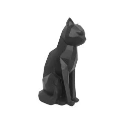 Pt' Statue Origami Chat Polyresine Mat Noir
