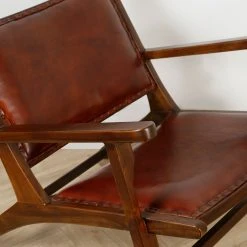 Casita Fauteuil En Teck Et Cuir Marron - Arlot -Sema Design Boutique 617262 SITU04 WEB