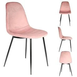 Home Déco Factory Chaise Salle à Manger En Velours Cotelé Rose - Giulia -Sema Design Boutique 620094 FRN02 WEB