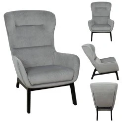 Home Déco Factory Fauteuil En Velours Côtelé Gris Foncé - Roma -Sema Design Boutique 623004 FRN05 WEB