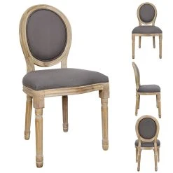 Home Déco Factory Chaise Medaillon En Bois D'hévea Grise -Sema Design Boutique 623897 FRN02 WEB