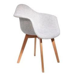 Home Déco Factory Chaise Avec Accoudoir En Tissu Grosse Maille Gris - Scarlett