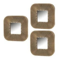 Unimasa Set De 3 Miroir Doré En Polypropylene 25x25cm