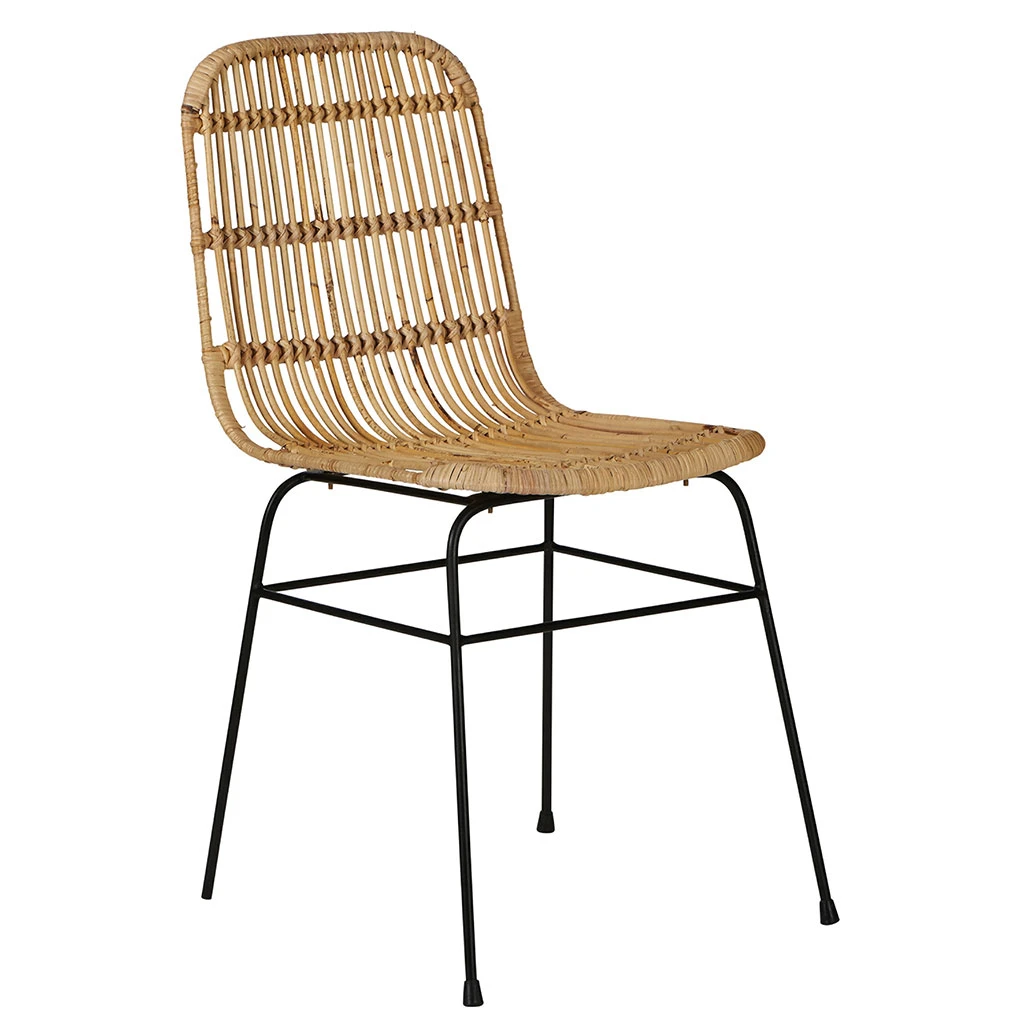 Casita Chaise En Rotin Et Pied En Métal Noir - Maya 3 Casita Chaise En Rotin Et Pied En Métal Noir - Maya