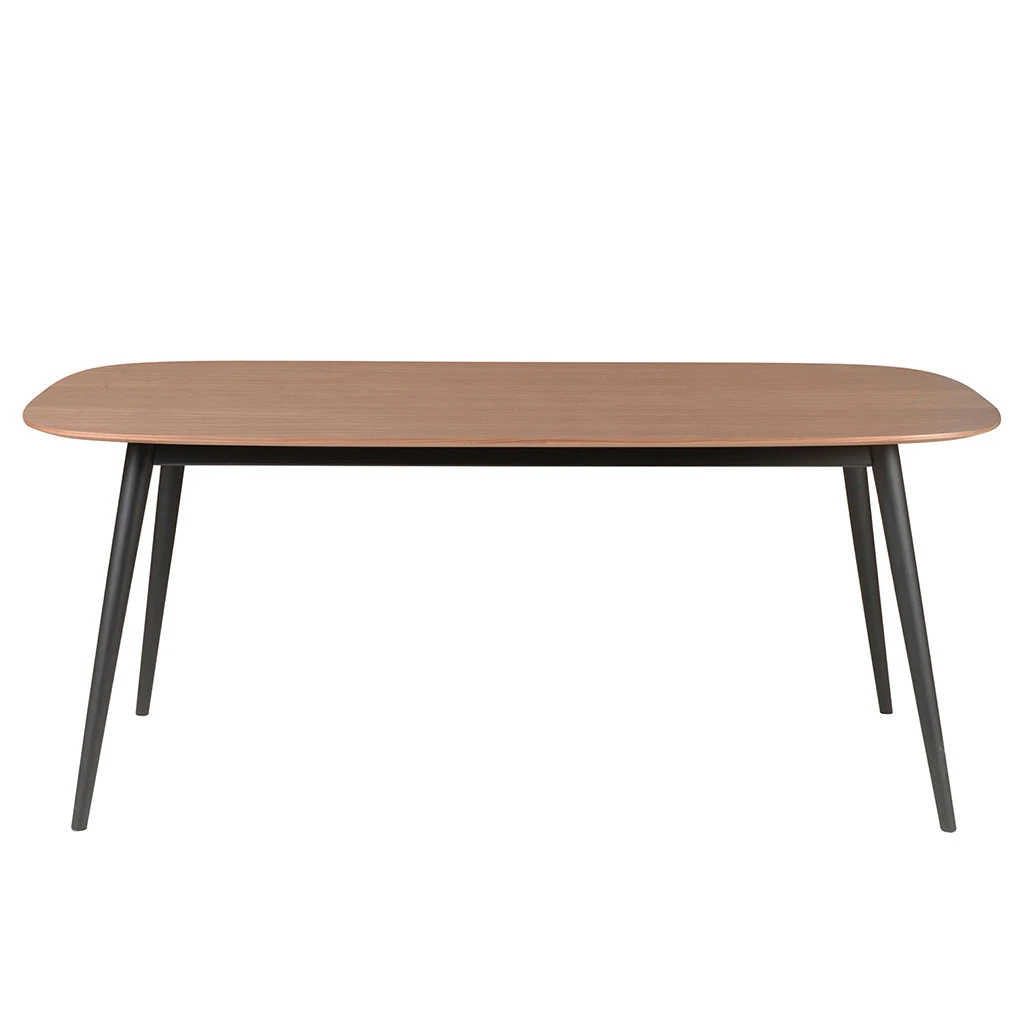 Zago Table à Manger En Noyer Et Pieds Hêtre Noir 180x90cm - Caly 3 Zago Table à Manger En Noyer Et Pieds Hêtre Noir 180x90cm - Caly