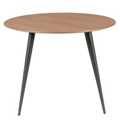Zago Table à Manger Ronde En Noyer Et Pieds Hêtre Noir D100cm - Caly