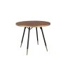 White Label Living Table à Manger Ronde En Noyer Plaqué Et Métal Doré D91cm - Denise
