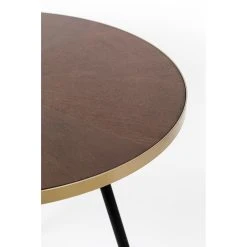White Label Living Table à Manger Ronde En Noyer Plaqué Et Métal Doré D91cm - Denise -Sema Design Boutique 627268 FRN03 WEB