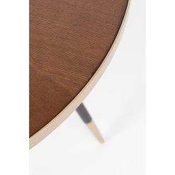 White Label Living Table à Manger Ronde En Noyer Plaqué Et Métal Doré D91cm - Denise -Sema Design Boutique 627268 FRN04 WEB