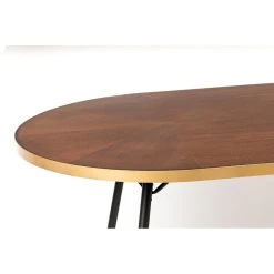 White Label Living Table à Manger Ovale En Noyer Plaqué Et Métal Doré 180x90cm - Denise -Sema Design Boutique 627269 FRN04 WEB