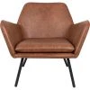White Label Living Fauteuil Effet Cuir Vintage Marron - Bastien