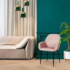 Home Déco Factory Chaise Avec Accoudoir En Velours Cotelé Rose - Julia -Sema Design Boutique 629681 FRN06 WEB