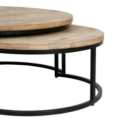 PG Trading Table Basse Gigogne Ronde (lot De 2) En Manguier Et Fer Noir - Noe -Sema Design Boutique 630494 DET02 WEB