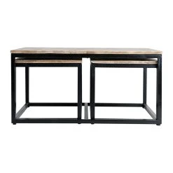PG Trading Table Basse Gigogne (lot De 3) En Manguier Et Fer Noir -Noe