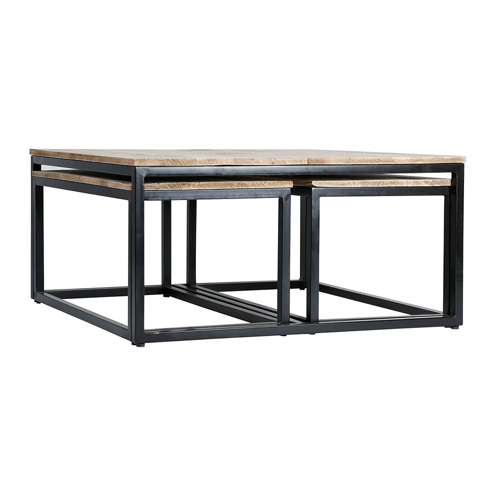 PG Trading Table Basse Gigogne (lot De 3) En Manguier Et Fer Noir -Noe 5 PG Trading Table Basse Gigogne (lot De 3) En Manguier Et Fer Noir -Noe – Image 3