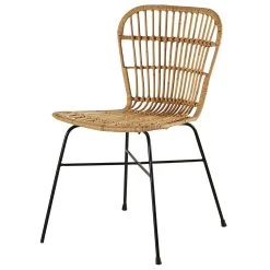 Casita Chaise En Rotin Et Pied En Métal Noir - Maya