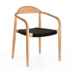 La Forma Chaise Salle à Manger En Bois D'acacia Et Corde Noir - Nina