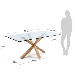La Forma Table à Manger Plateau En Verre Et Pieds En Acier Effet Bois 160x90cm - Argo -Sema Design Boutique 632951 FRN04 WEB